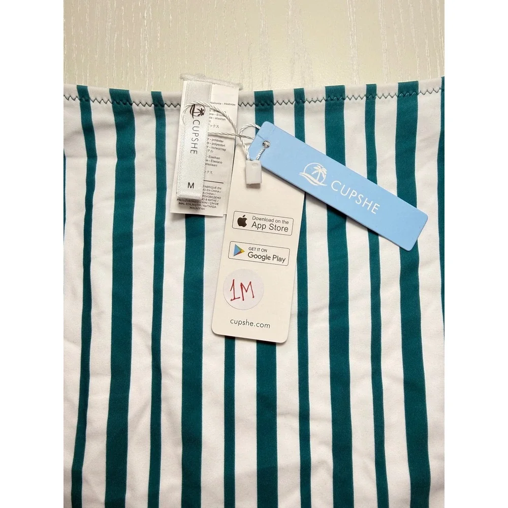 CUPSHE Floral and Stripe Knotted High Waisted Bikini | NWT - SIZE M - Picture 9 of 10